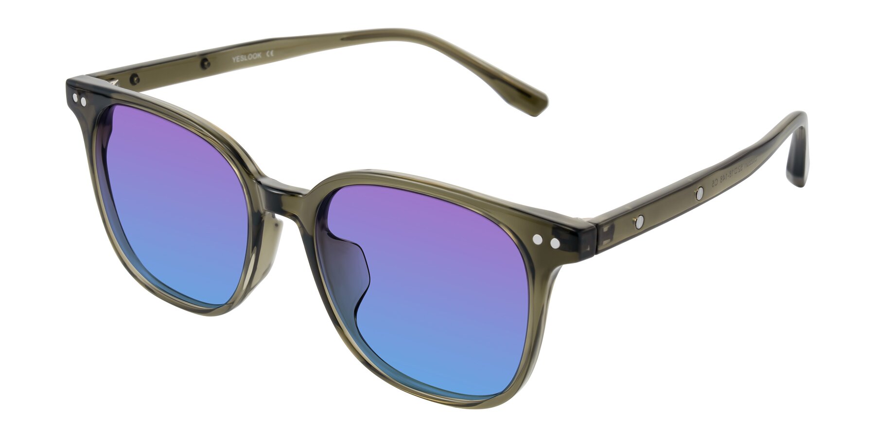 Angle of Lozzuri in Translucent Green with Purple / Blue Gradient Lenses