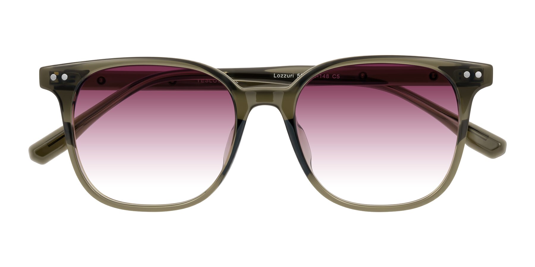 Folded Front of Lozzuri in Translucent Green with Wine Gradient Lenses