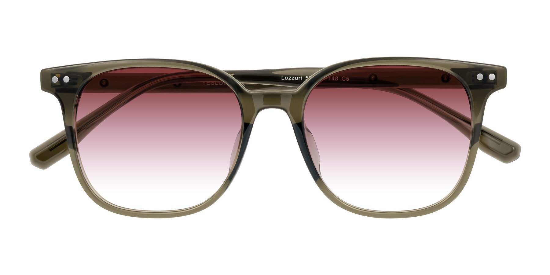 Folded Front of Lozzuri in Translucent Green with Garnet Gradient Lenses