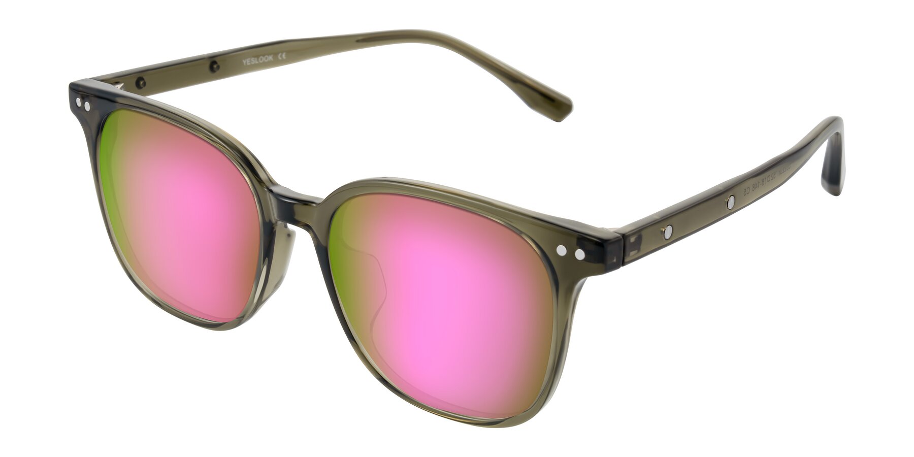 Angle of Lozzuri in Translucent Green with Pink Mirrored Lenses