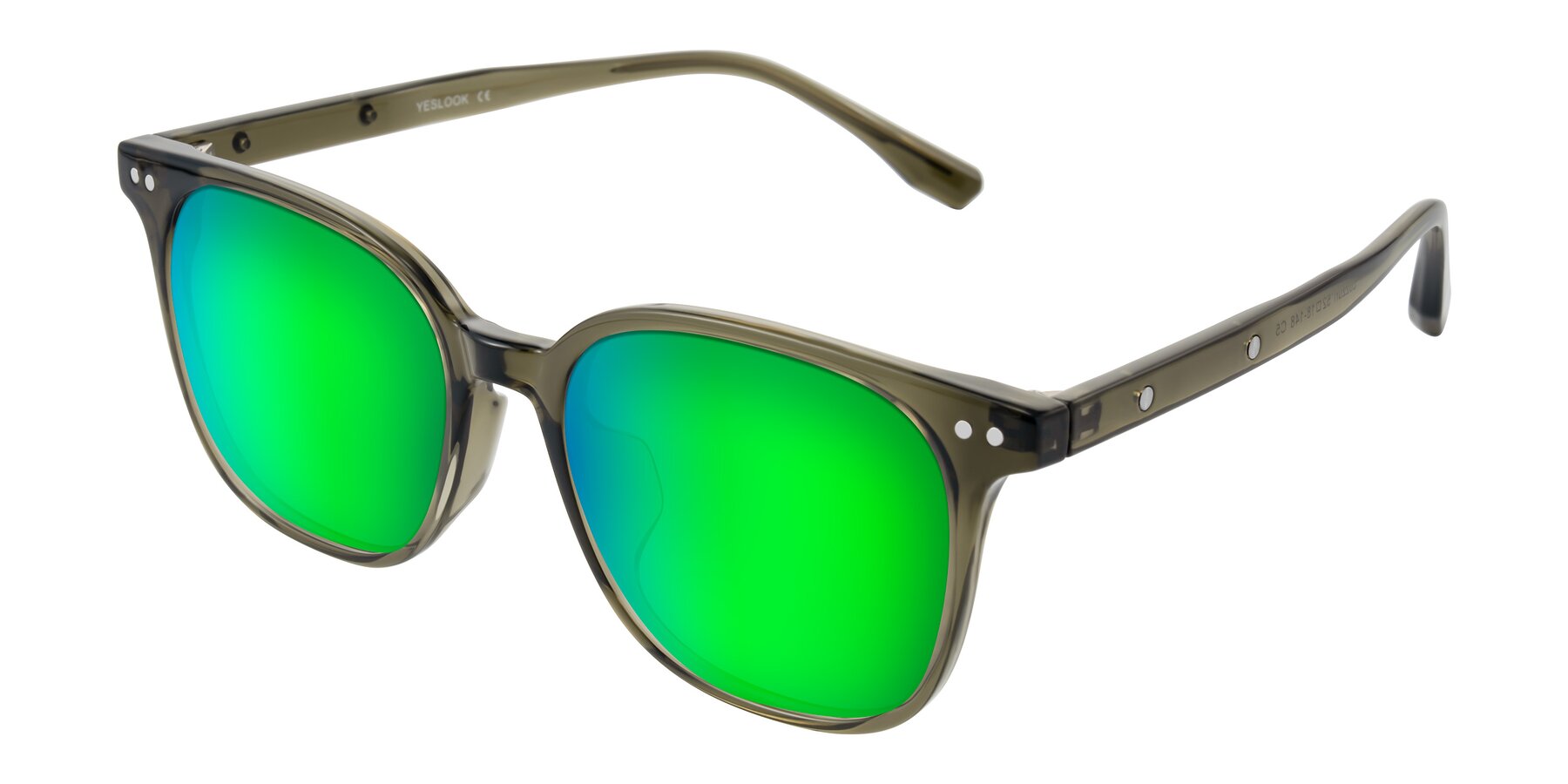 Angle of Lozzuri in Translucent Green with Green Mirrored Lenses