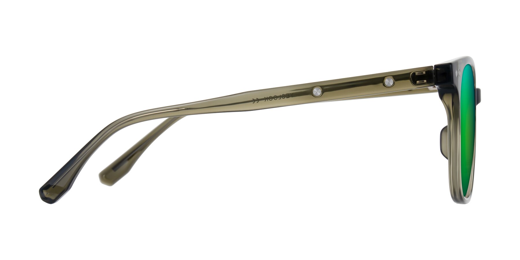 Side of Lozzuri in Translucent Green with Green Mirrored Lenses
