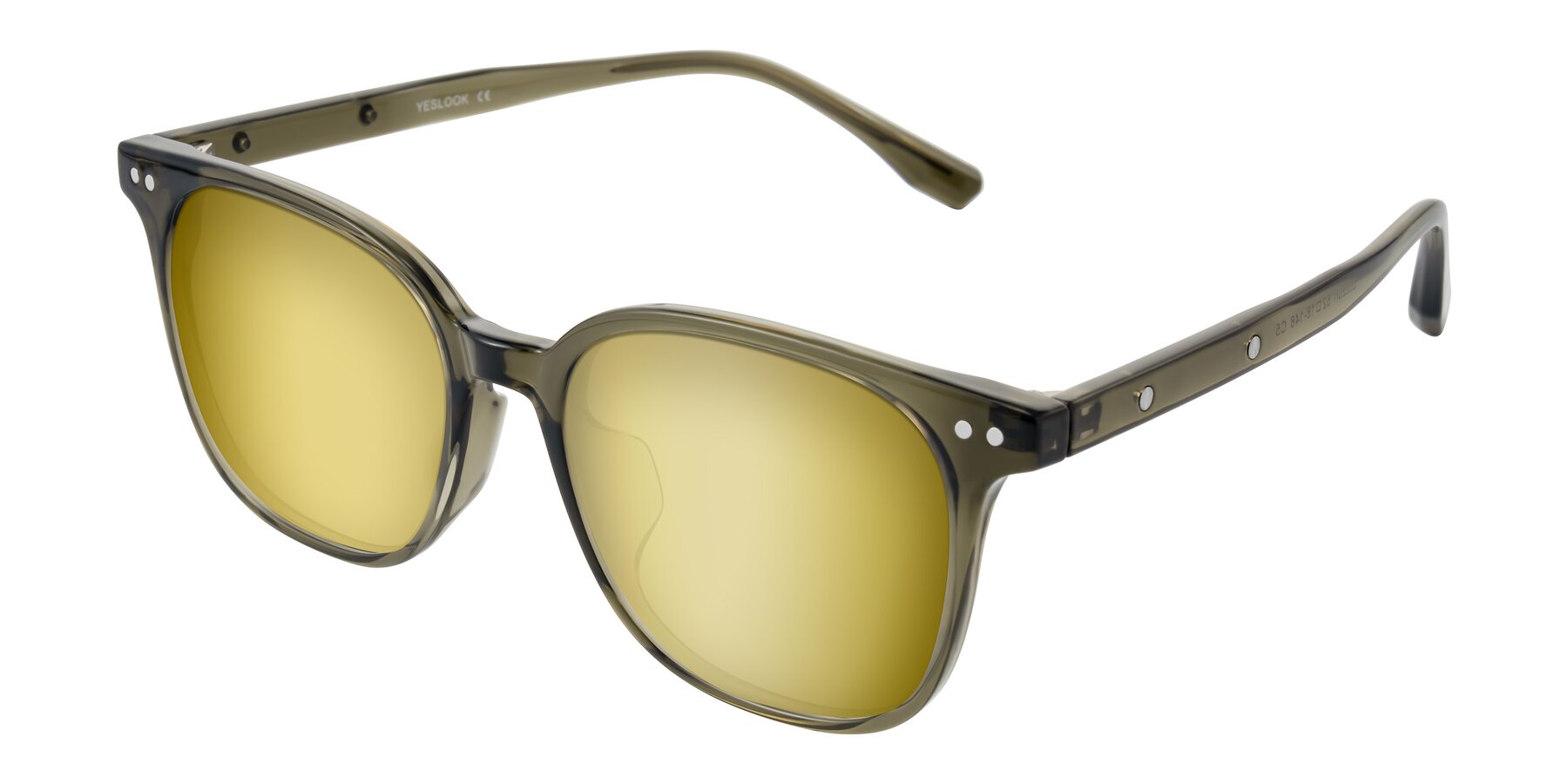 Angle of Lozzuri in Translucent Green with Gold Mirrored Lenses