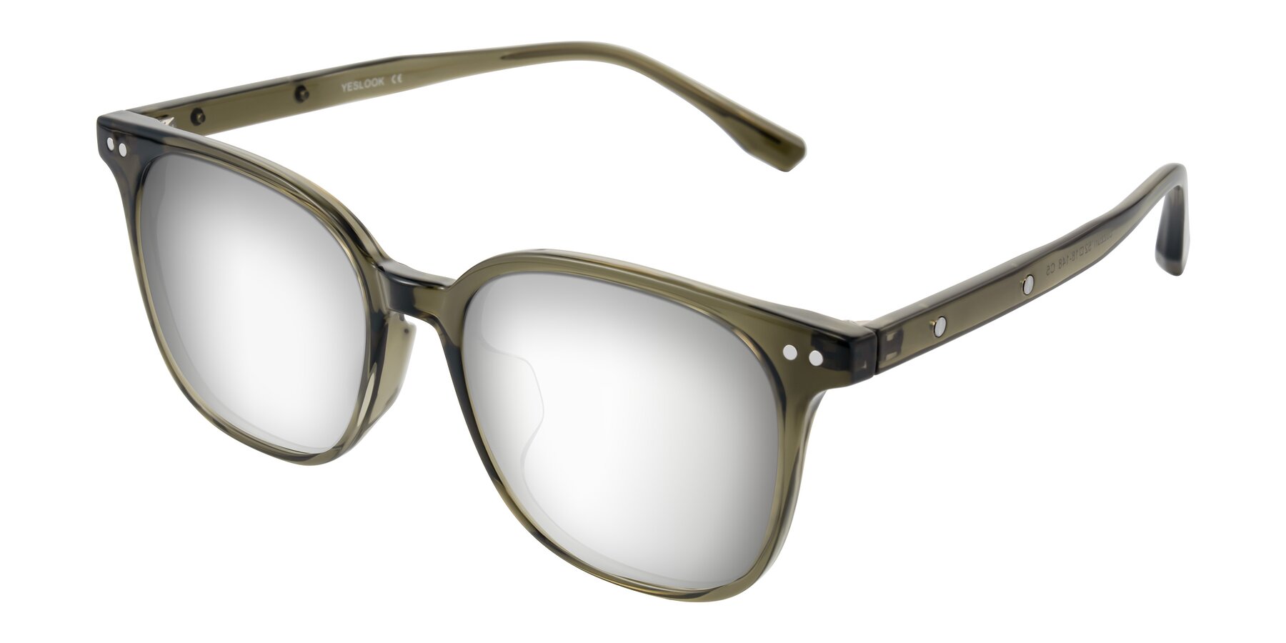 Angle of Lozzuri in Translucent Green with Silver Mirrored Lenses