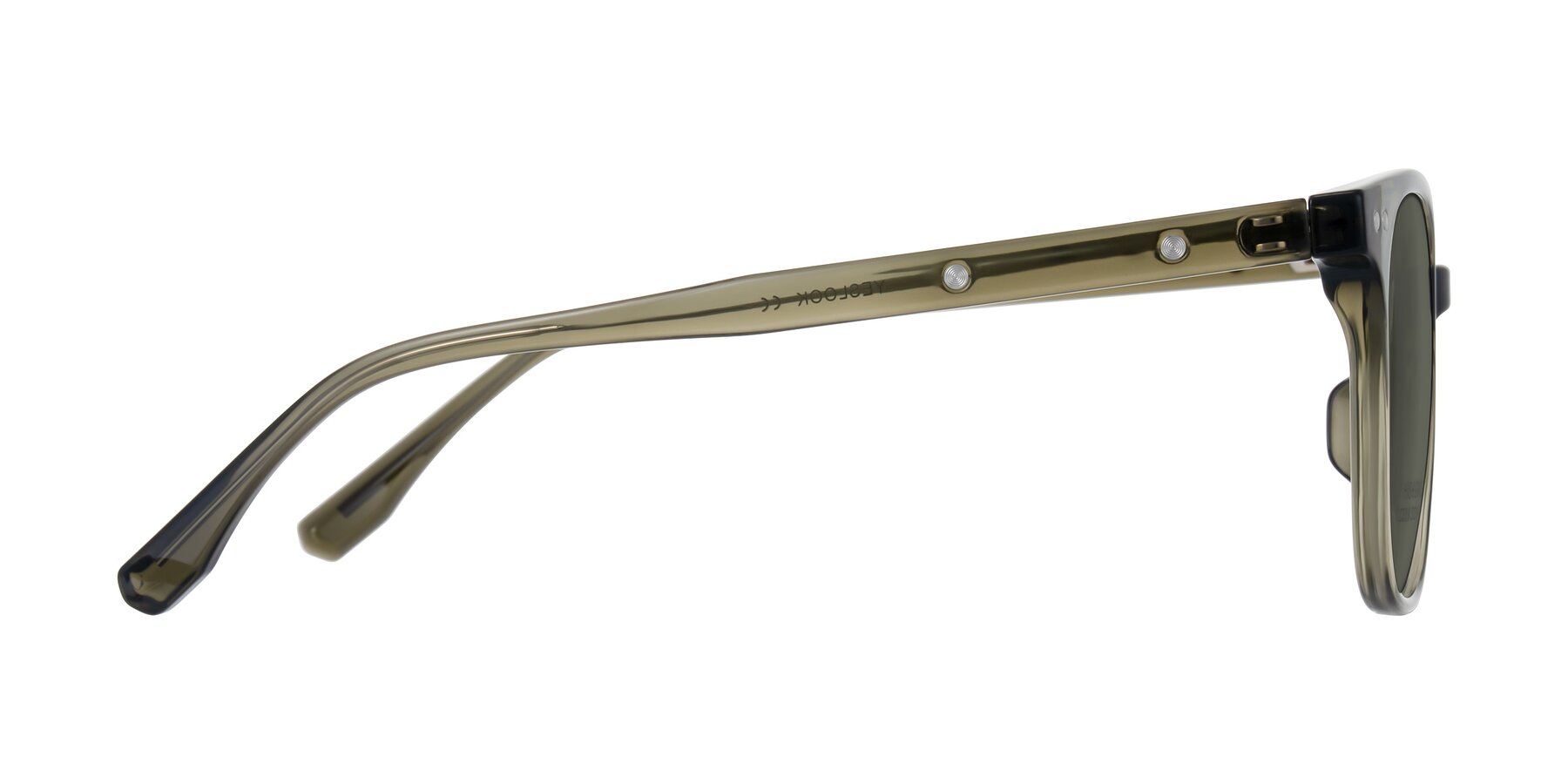 Side of Lozzuri in Translucent Green with Gray Polarized Lenses