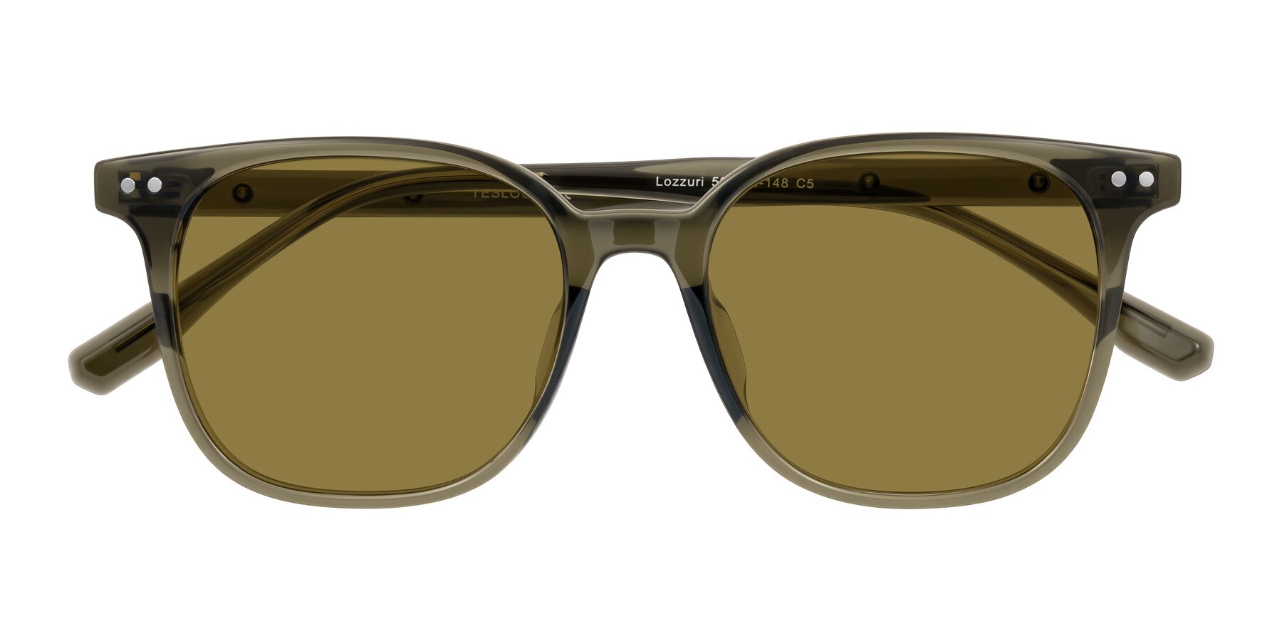 Folded Front of Lozzuri in Translucent Green with Brown Polarized Lenses