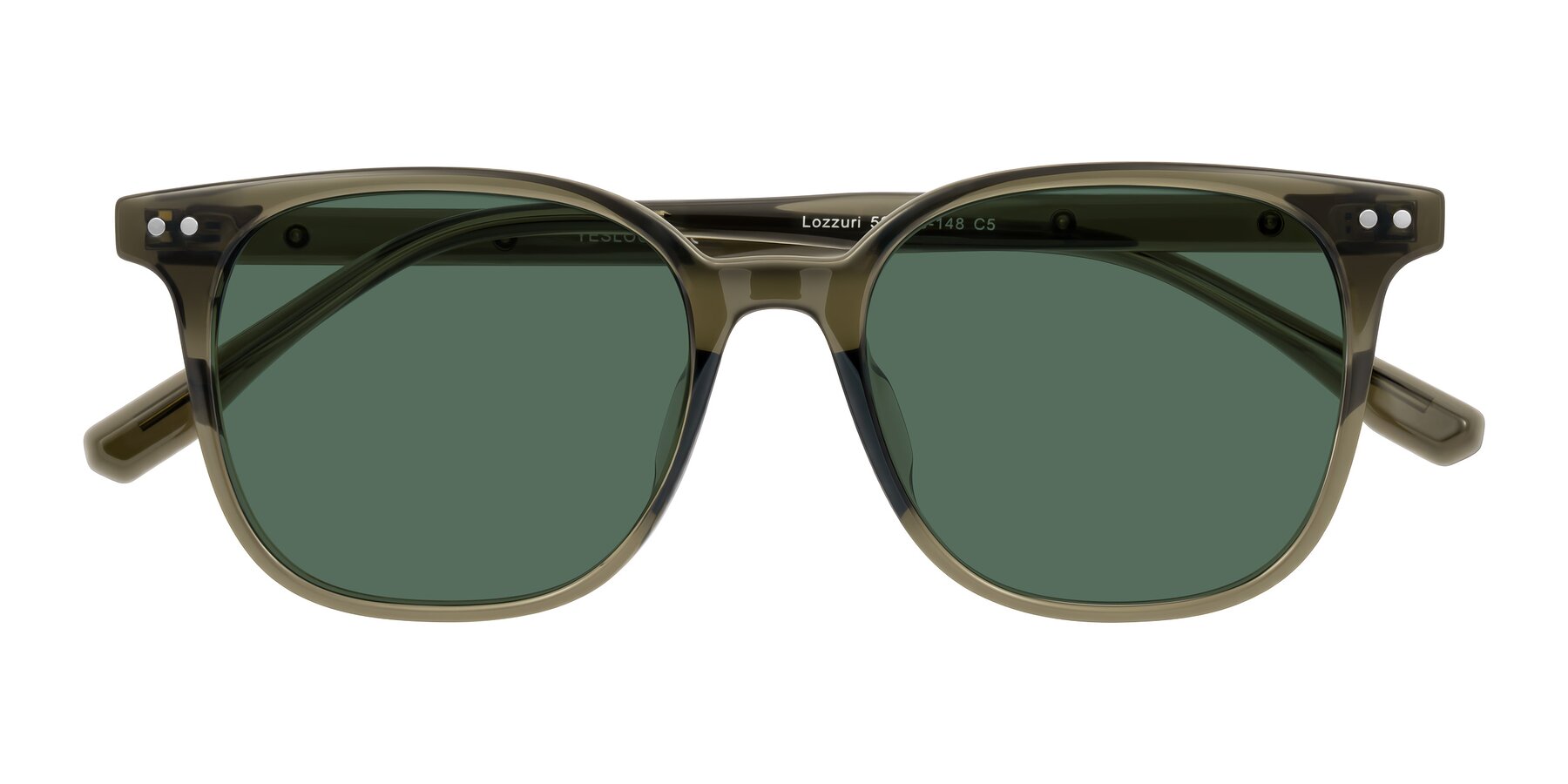 Folded Front of Lozzuri in Translucent Green with Green Polarized Lenses