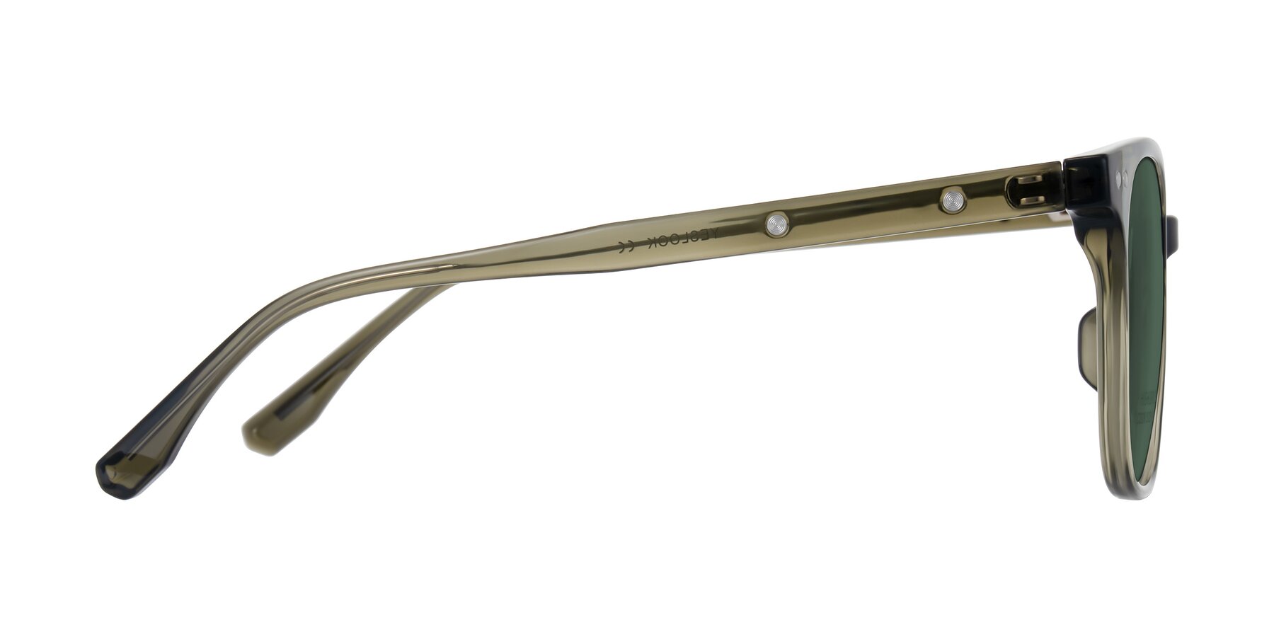Side of Lozzuri in Translucent Green with Green Polarized Lenses