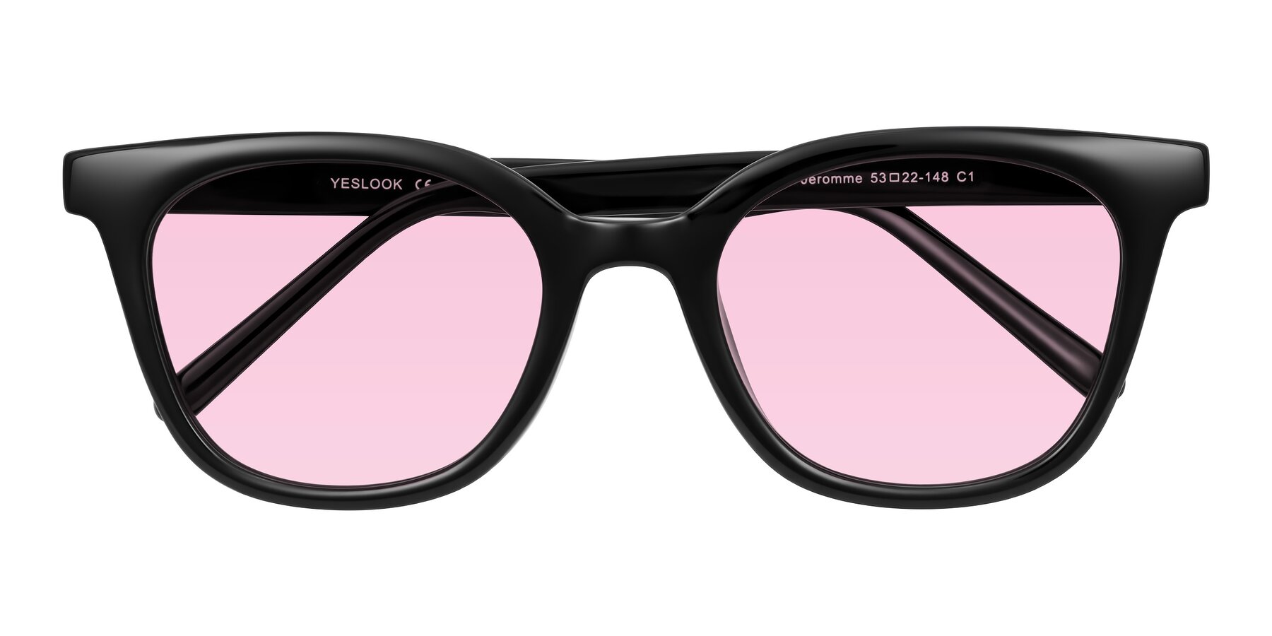 Folded Front of Jeromme in Black with Light Pink Tinted Lenses