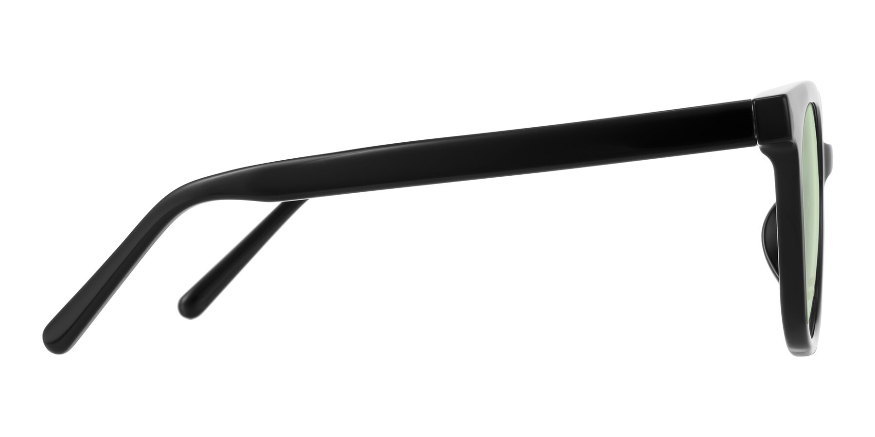 Side of Jeromme in Black with Light Green Tinted Lenses