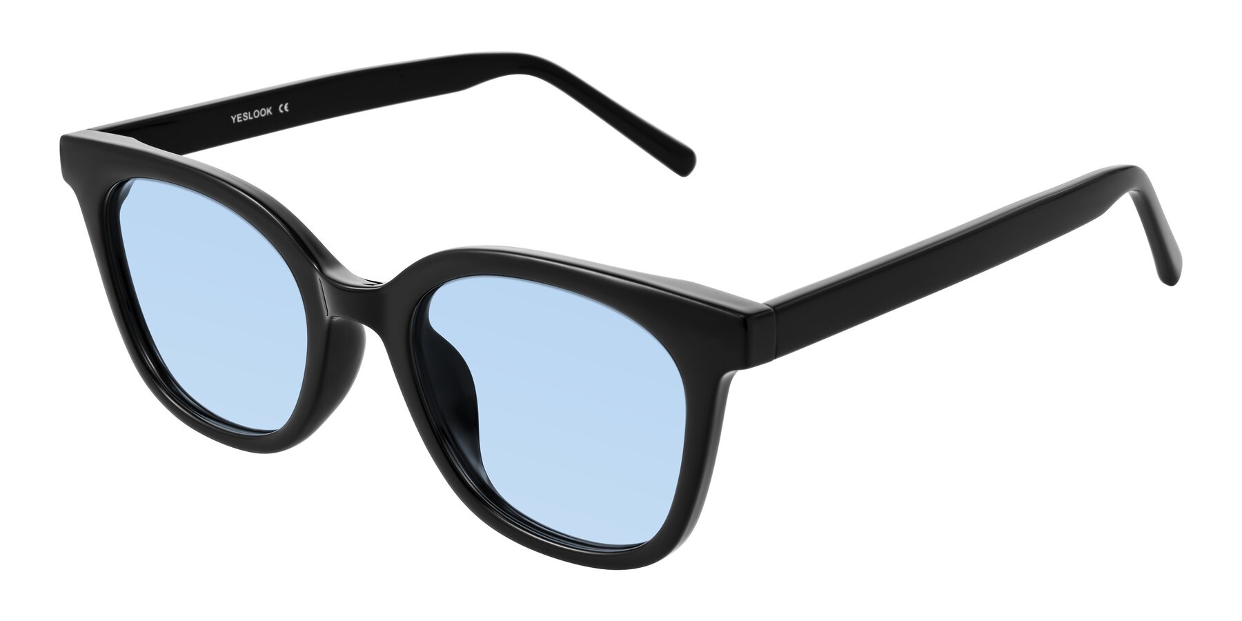 Angle of Jeromme in Black with Light Blue Tinted Lenses