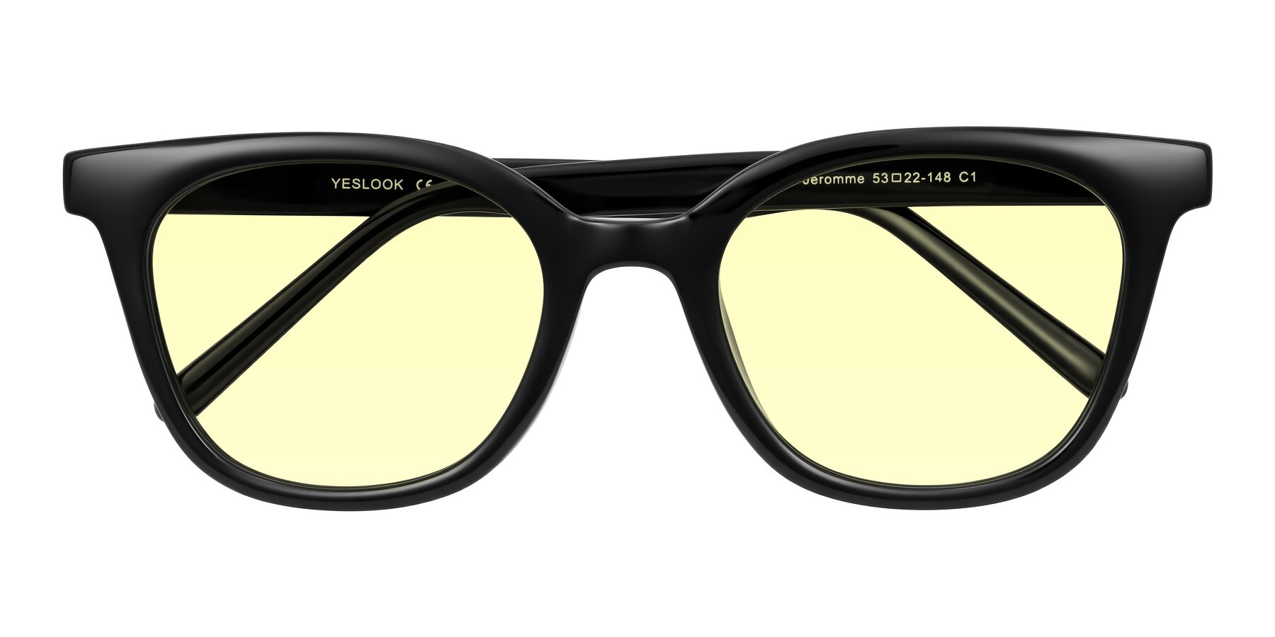 Folded Front of Jeromme in Black with Light Yellow Tinted Lenses