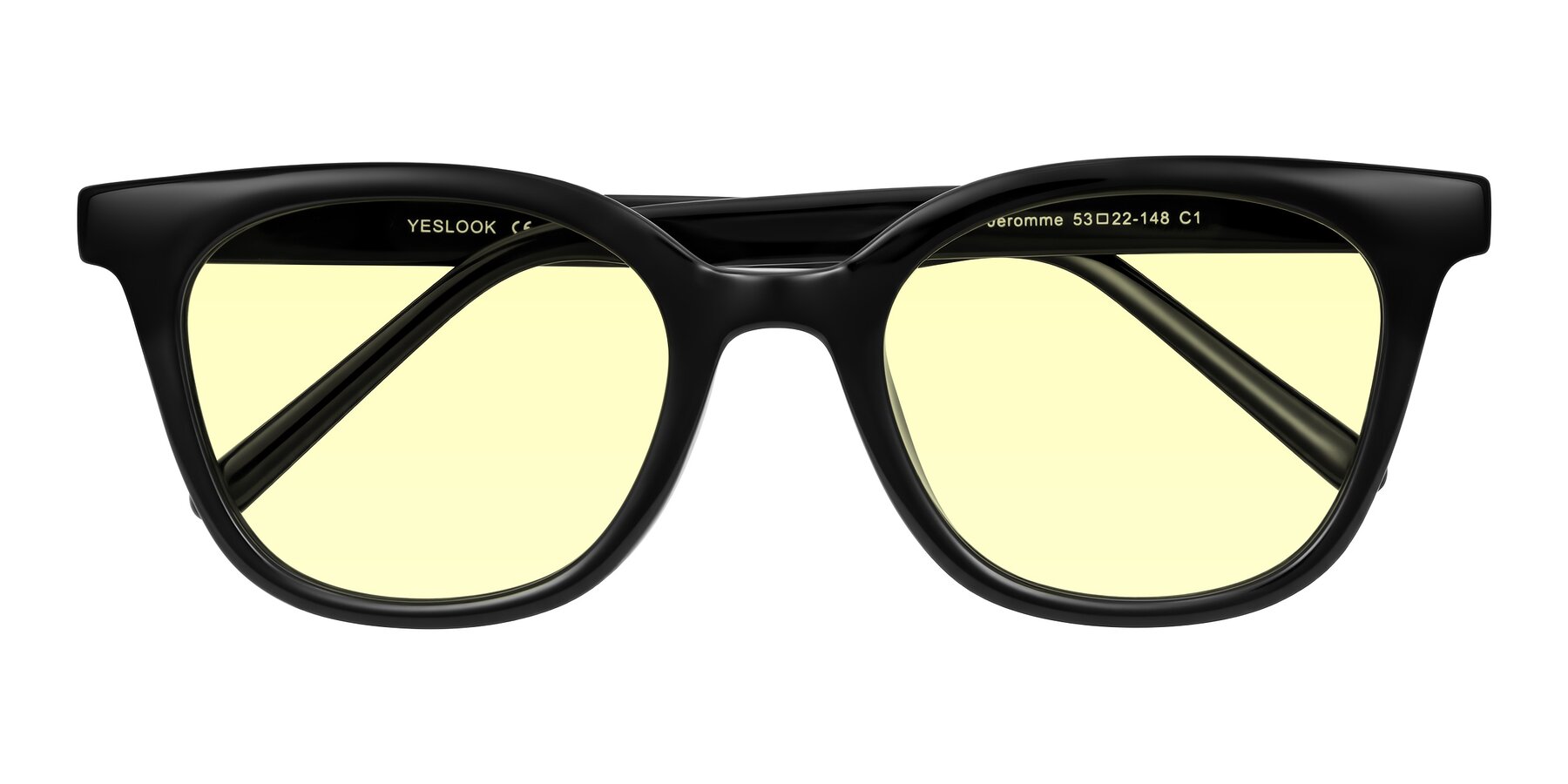 Folded Front of Jeromme in Black with Light Yellow Tinted Lenses