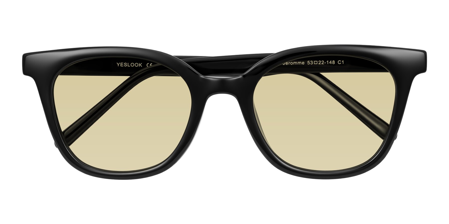 Folded Front of Jeromme in Black with Light Champagne Tinted Lenses