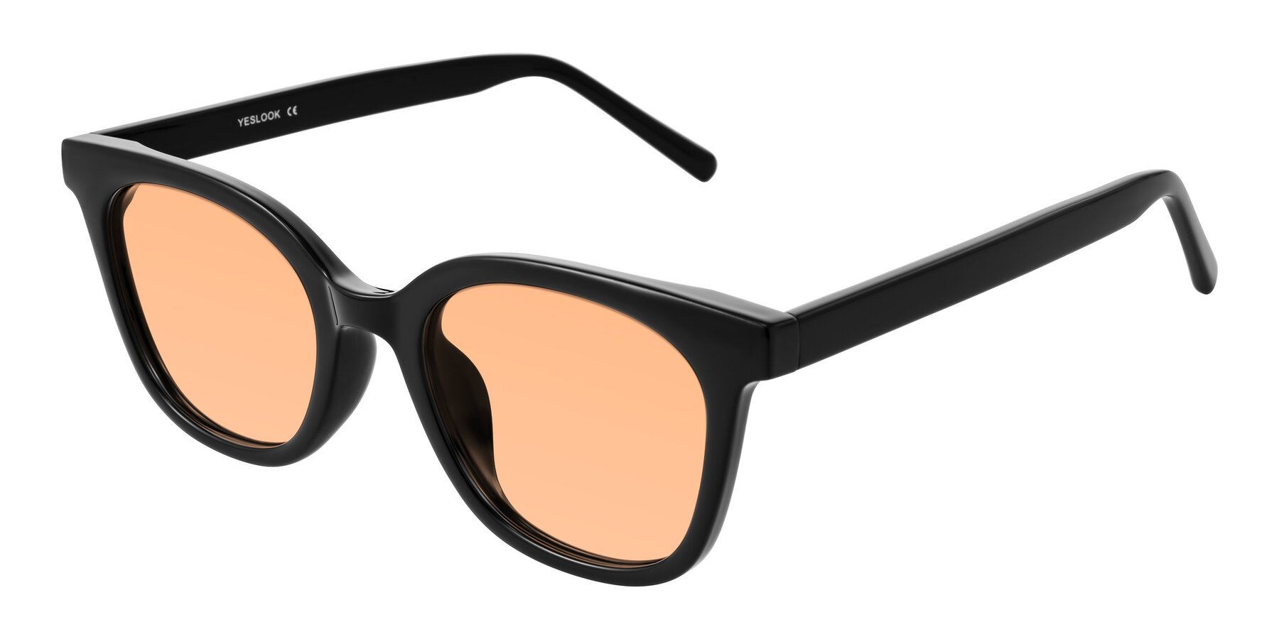 Angle of Jeromme in Black with Light Orange Tinted Lenses