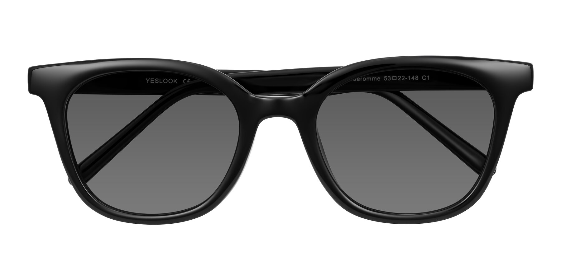 Folded Front of Jeromme in Black with Medium Gray Tinted Lenses