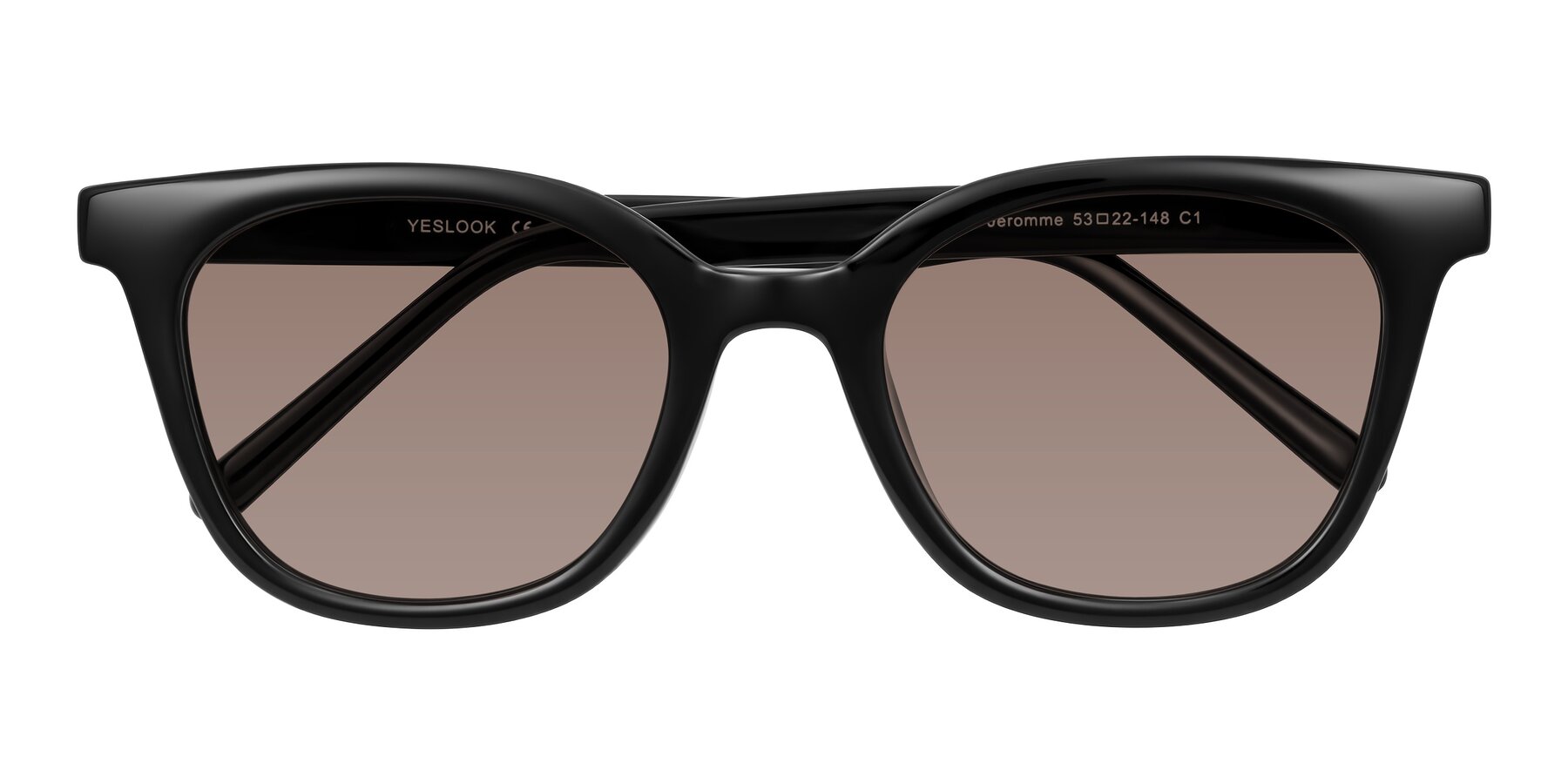 Folded Front of Jeromme in Black with Medium Brown Tinted Lenses