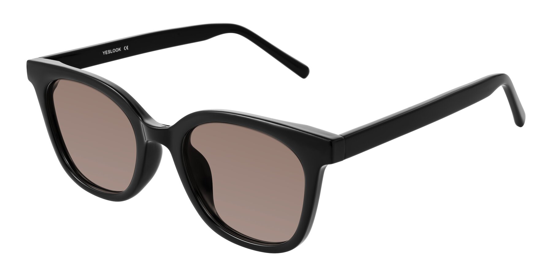 Angle of Jeromme in Black with Medium Brown Tinted Lenses