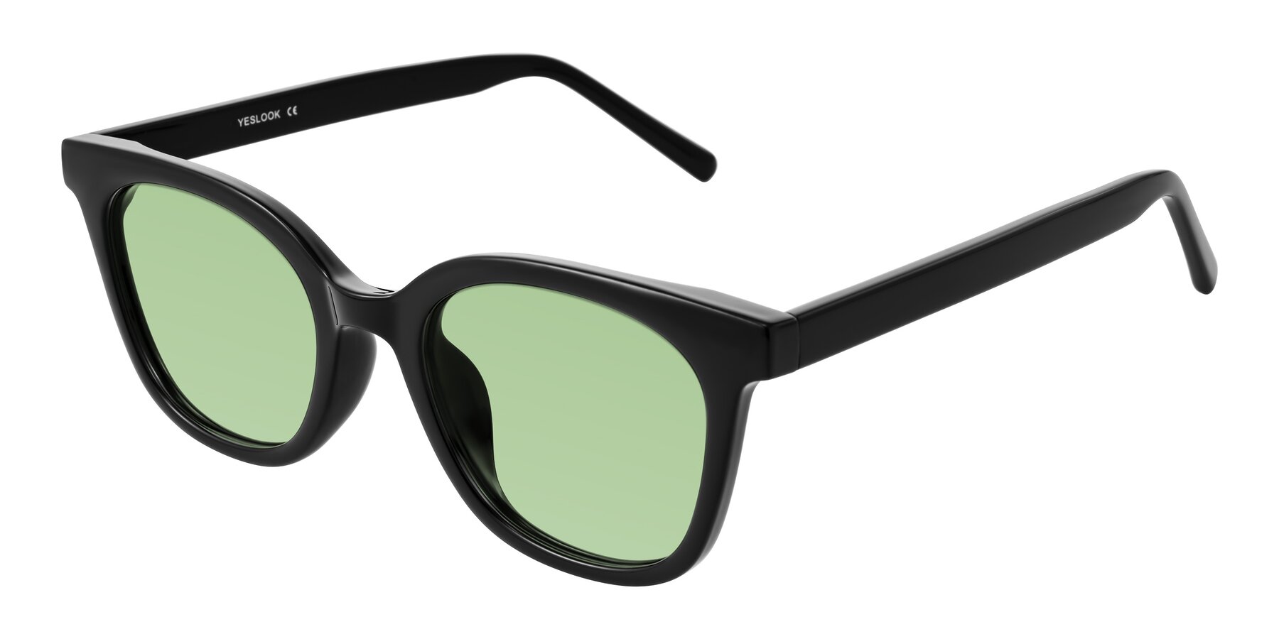 Angle of Jeromme in Black with Medium Green Tinted Lenses