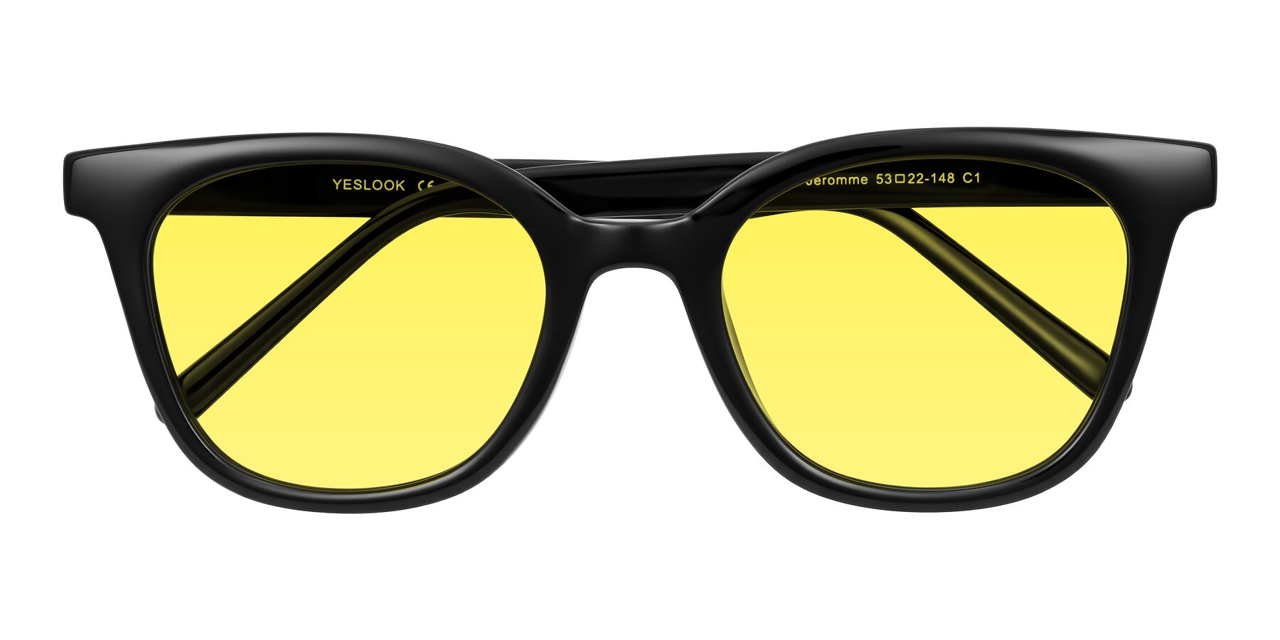 Folded Front of Jeromme in Black with Medium Yellow Tinted Lenses