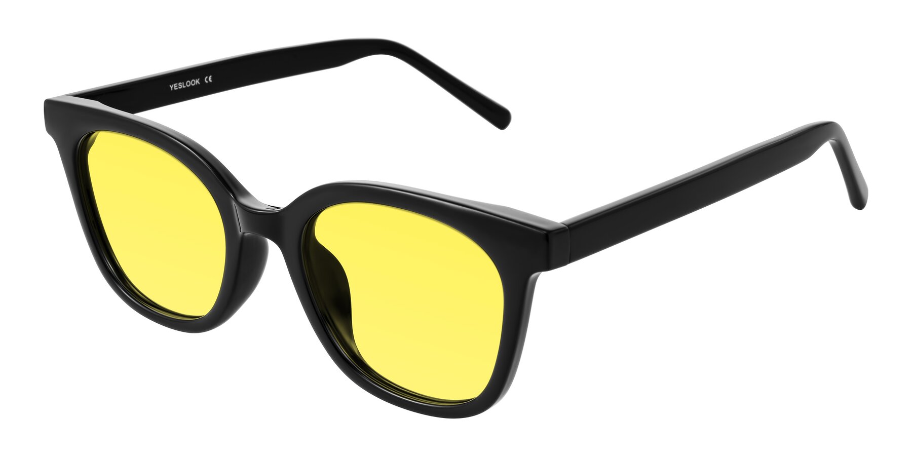 Angle of Jeromme in Black with Medium Yellow Tinted Lenses