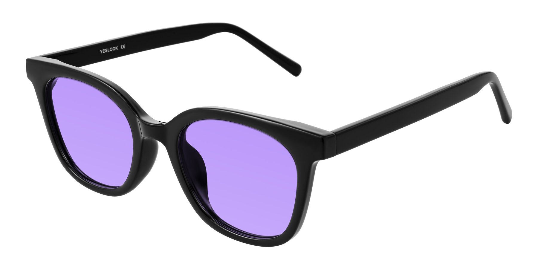 Angle of Jeromme in Black with Medium Purple Tinted Lenses