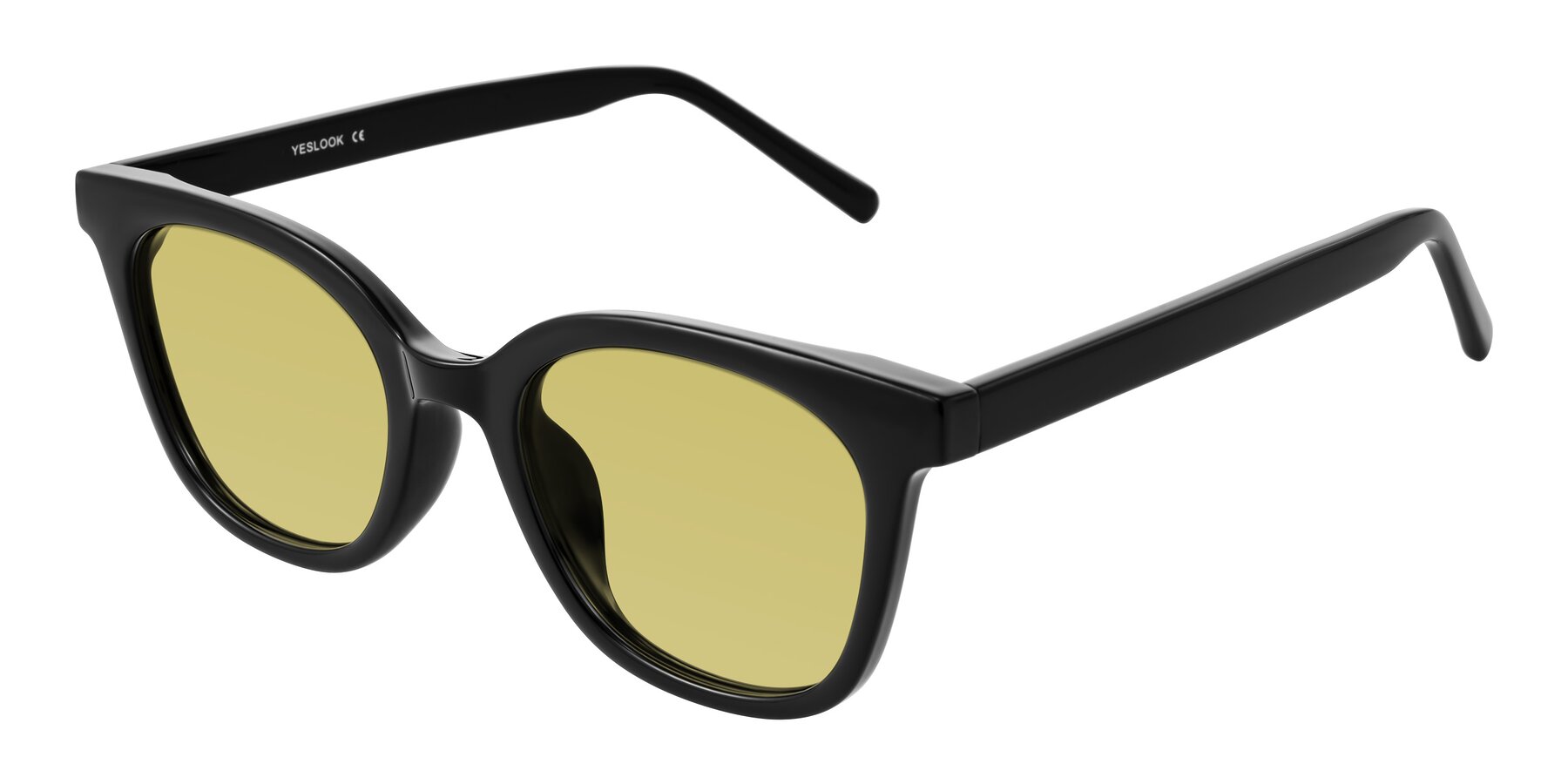 Angle of Jeromme in Black with Medium Champagne Tinted Lenses