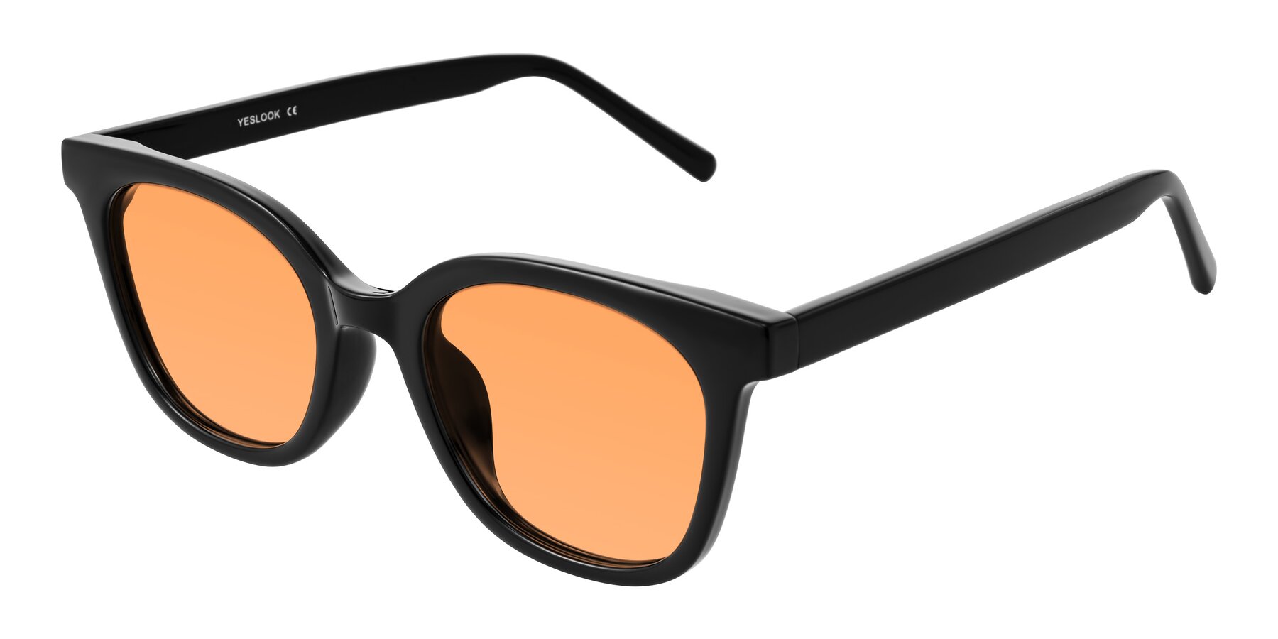 Angle of Jeromme in Black with Medium Orange Tinted Lenses