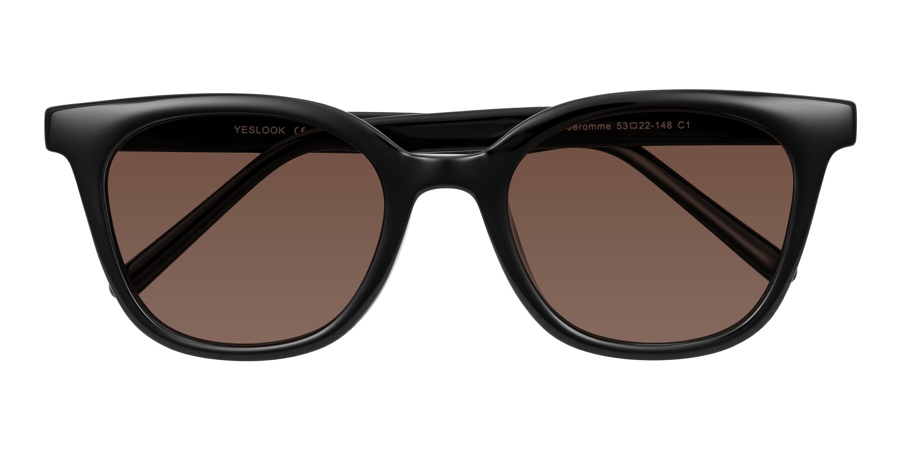 Folded Front of Jeromme in Black with Brown Tinted Lenses