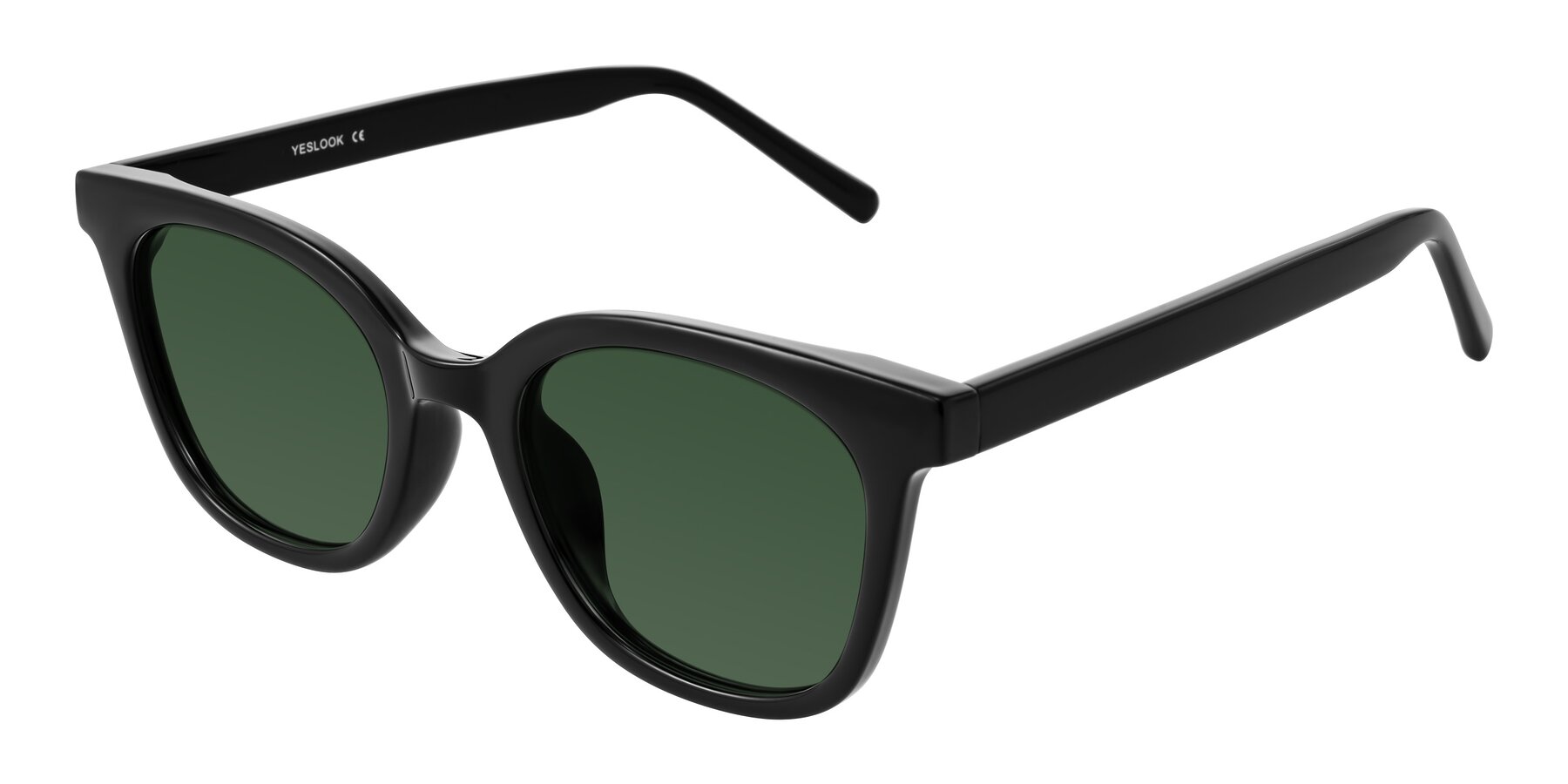 Angle of Jeromme in Black with Green Tinted Lenses