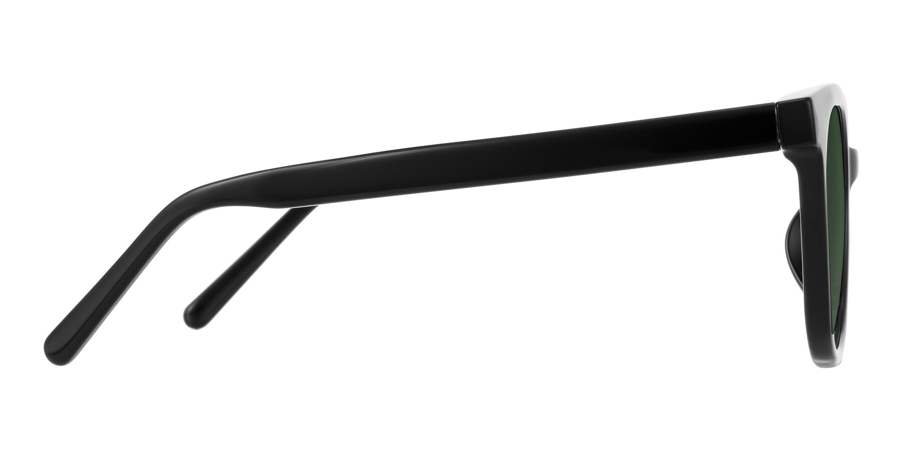 Side of Jeromme in Black with Green Tinted Lenses