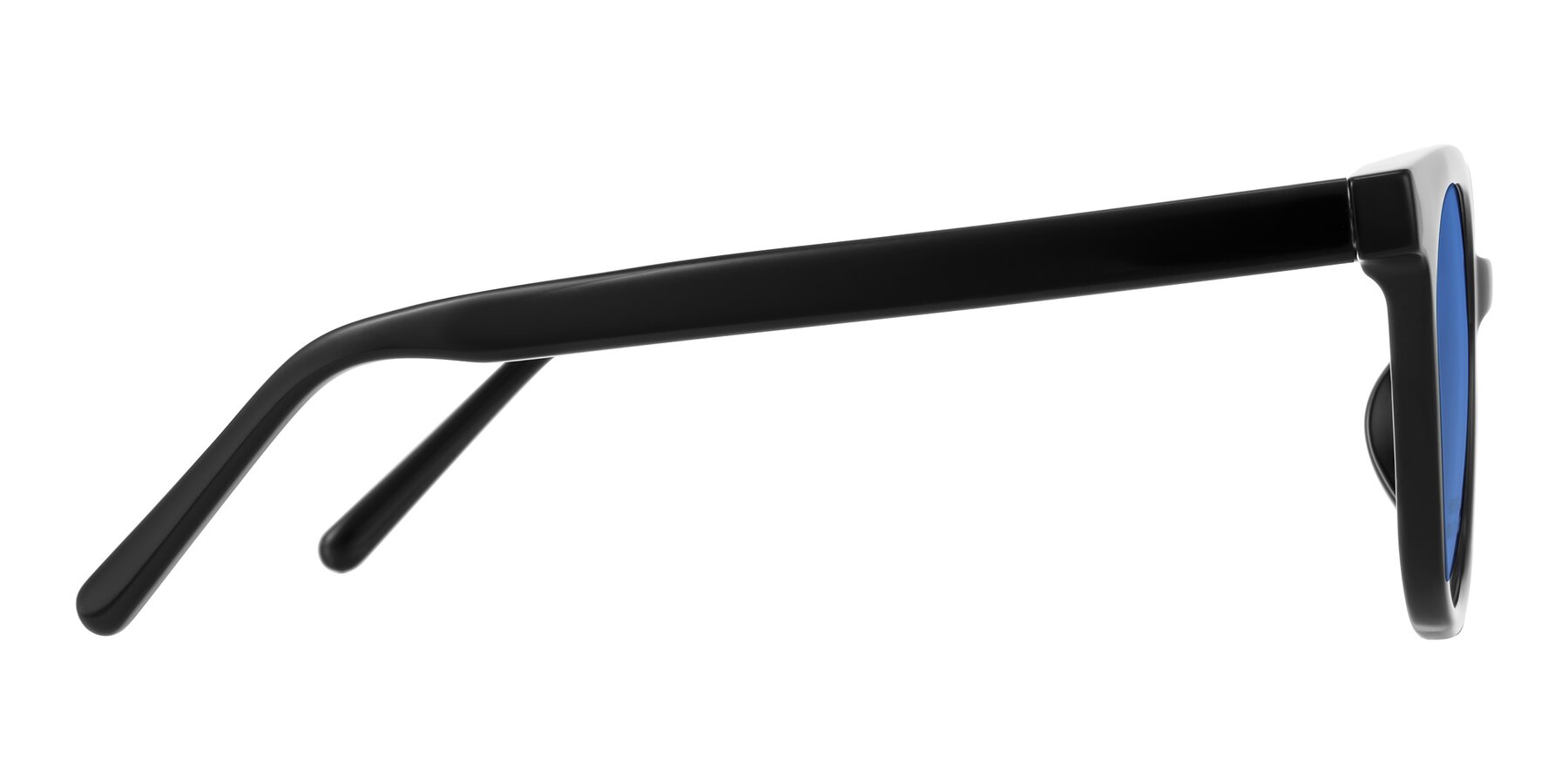 Side of Jeromme in Black with Blue Tinted Lenses