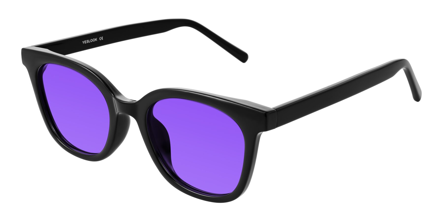 Angle of Jeromme in Black with Purple Tinted Lenses