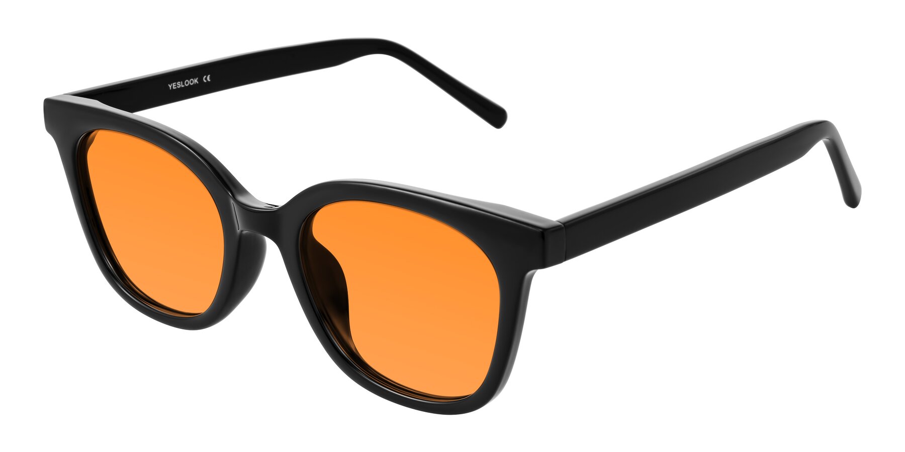 Angle of Jeromme in Black with Orange Tinted Lenses