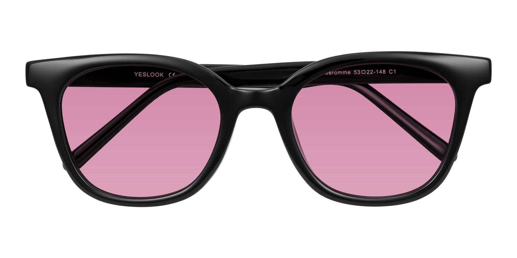 Folded Front of Jeromme in Black with Medium Wine Tinted Lenses