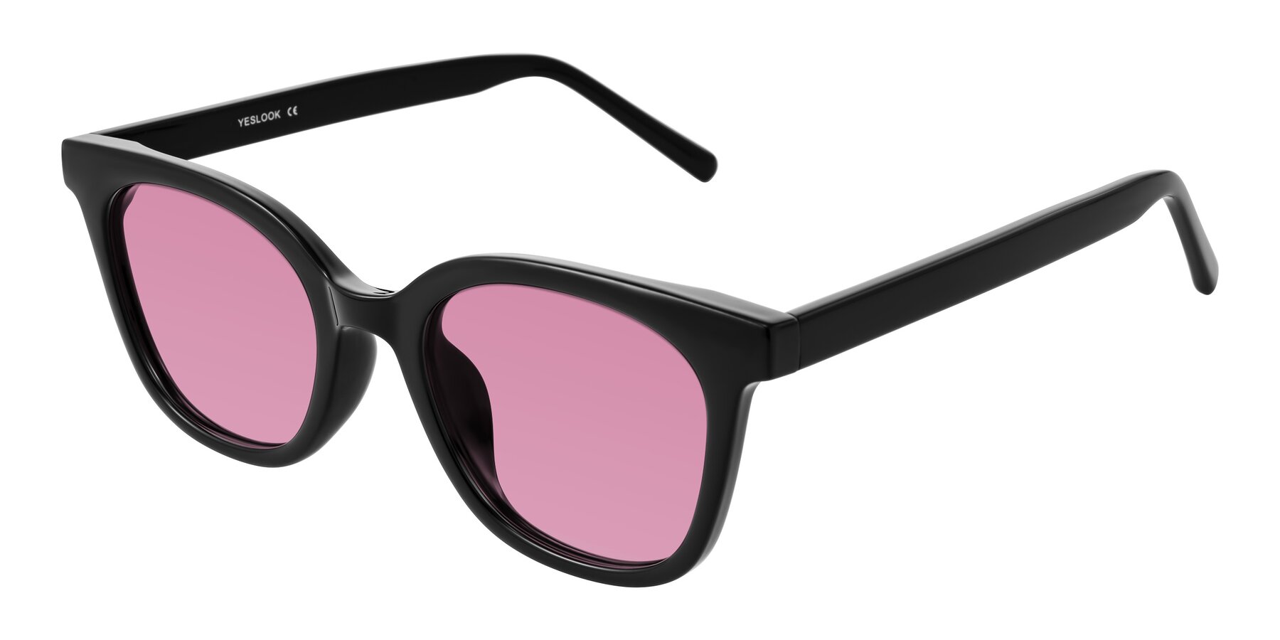 Angle of Jeromme in Black with Medium Wine Tinted Lenses