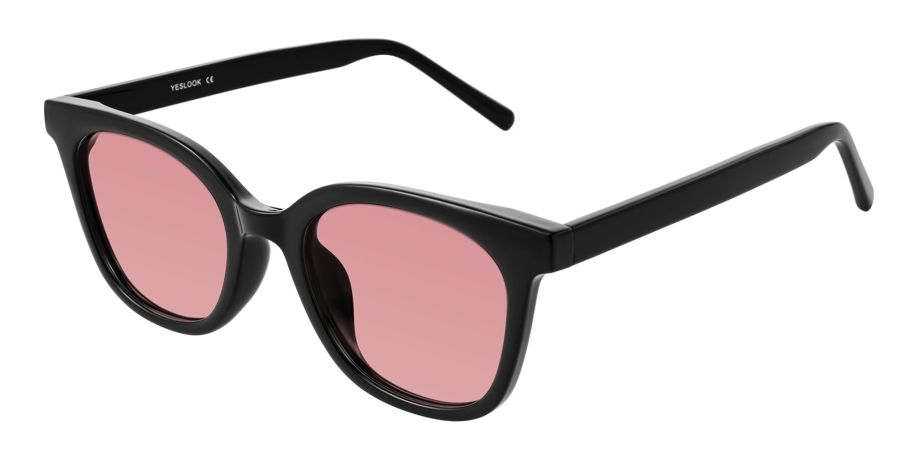Angle of Jeromme in Black with Medium Garnet Tinted Lenses