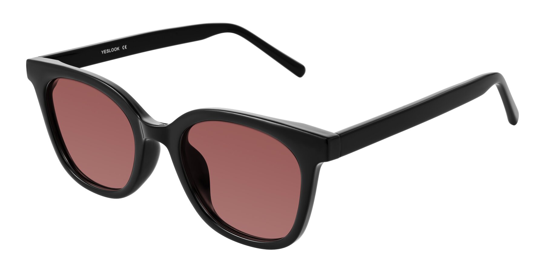 Angle of Jeromme in Black with Garnet Tinted Lenses