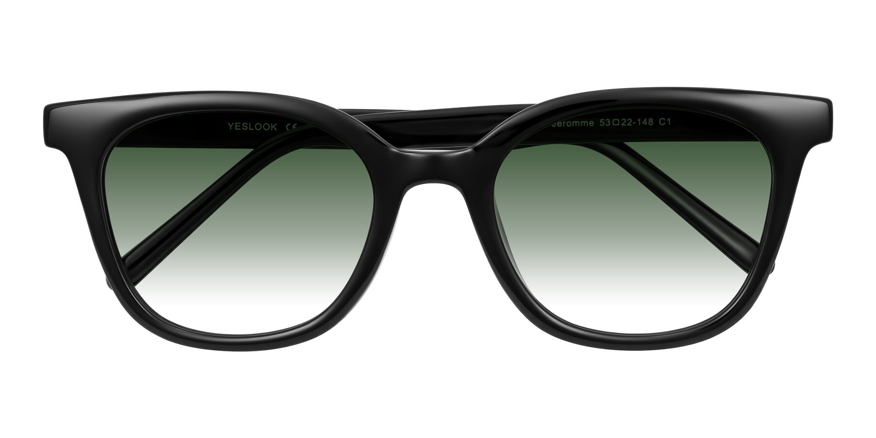 Folded Front of Jeromme in Black with Green Gradient Lenses
