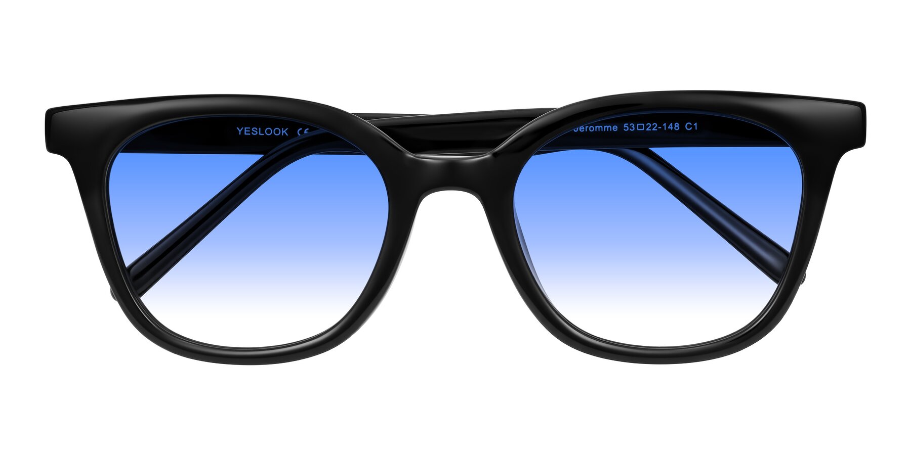 Folded Front of Jeromme in Black with Blue Gradient Lenses