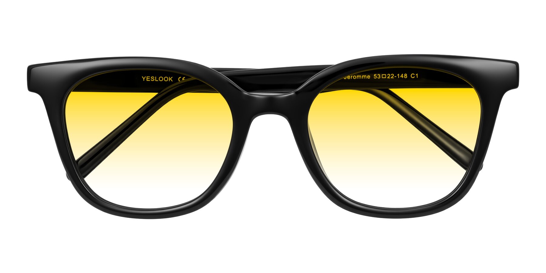 Folded Front of Jeromme in Black with Yellow Gradient Lenses
