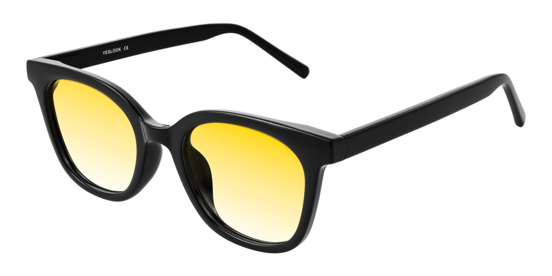 Angle of Jeromme in Black with Yellow Gradient Lenses