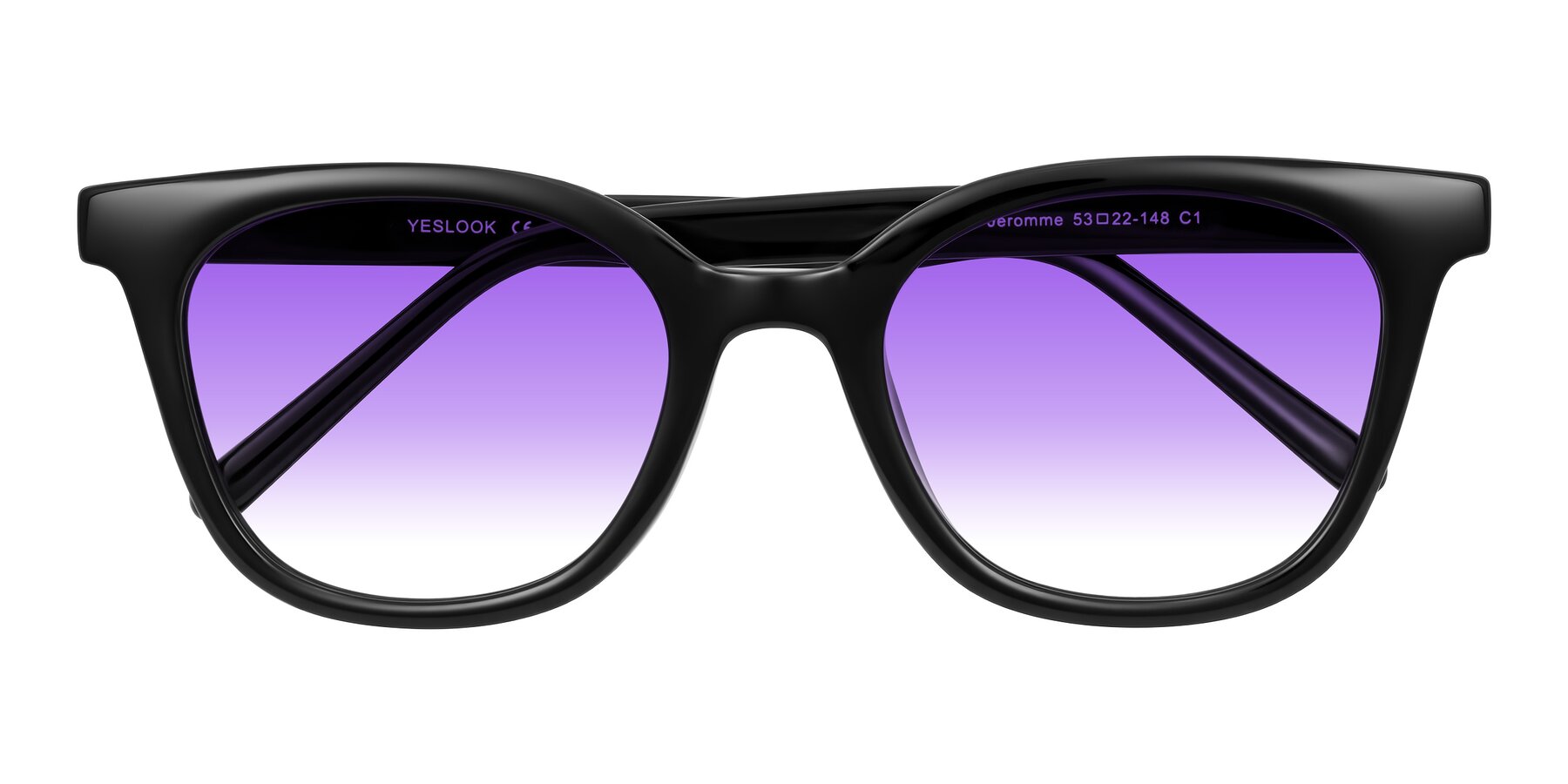 Folded Front of Jeromme in Black with Purple Gradient Lenses