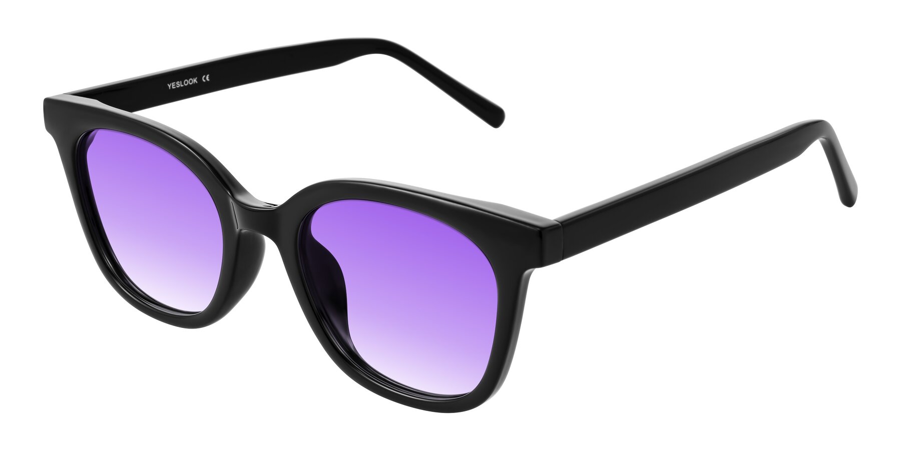 Angle of Jeromme in Black with Purple Gradient Lenses