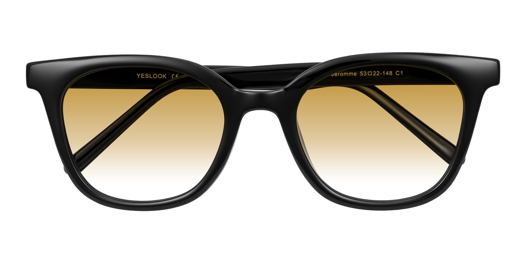 Folded Front of Jeromme in Black with Champagne Gradient Lenses