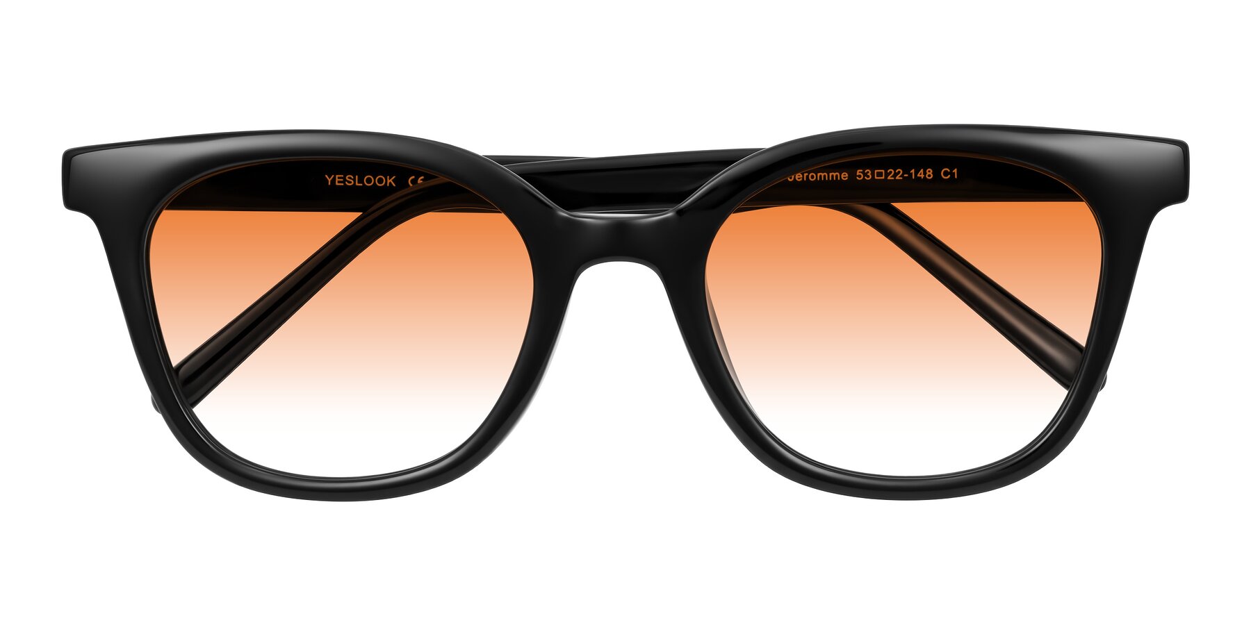 Folded Front of Jeromme in Black with Orange Gradient Lenses