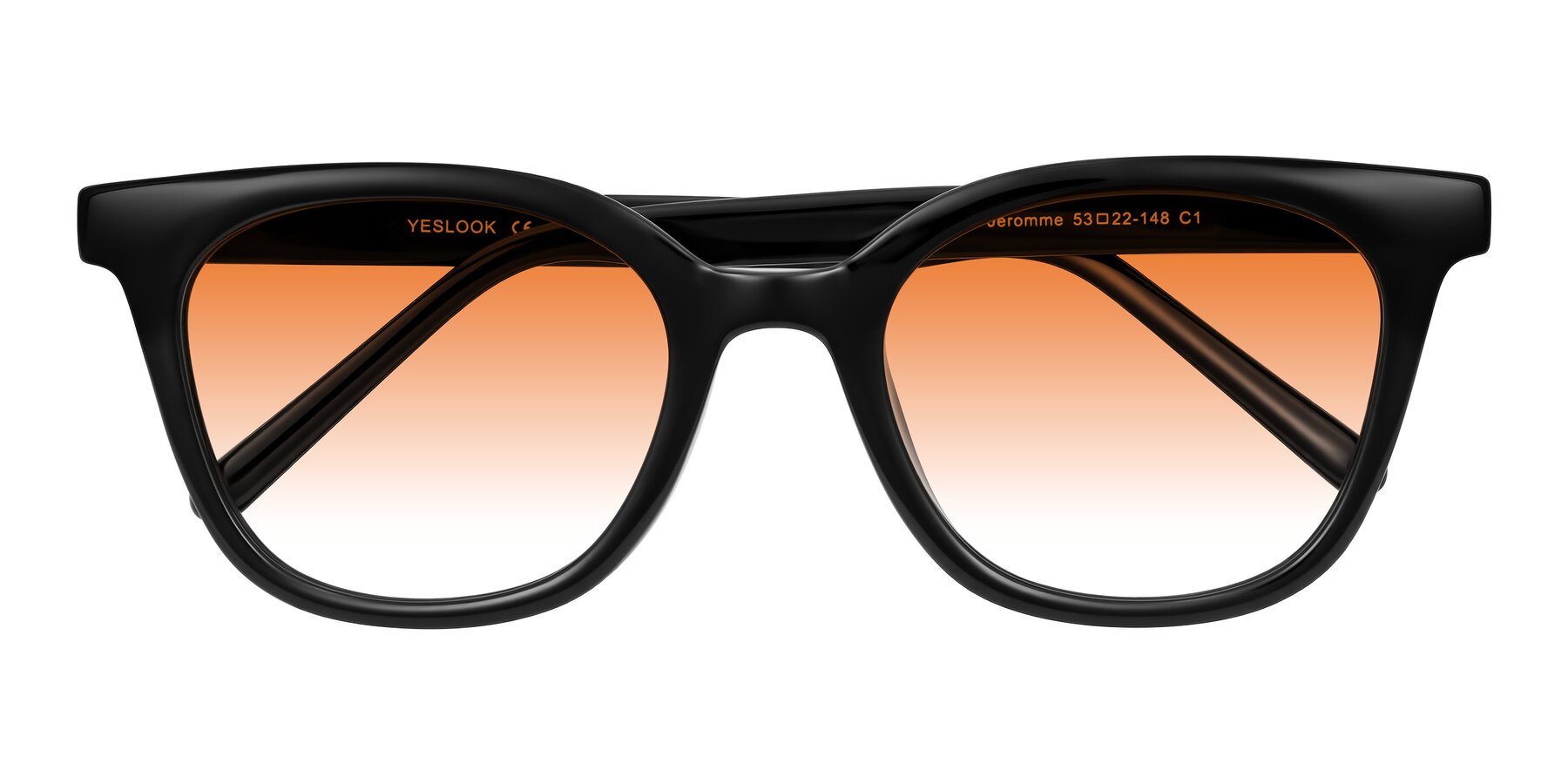 Folded Front of Jeromme in Black with Orange Gradient Lenses