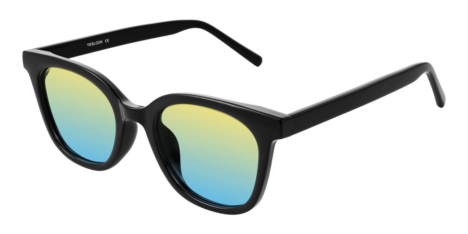 Angle of Jeromme in Black with Yellow / Blue Gradient Lenses