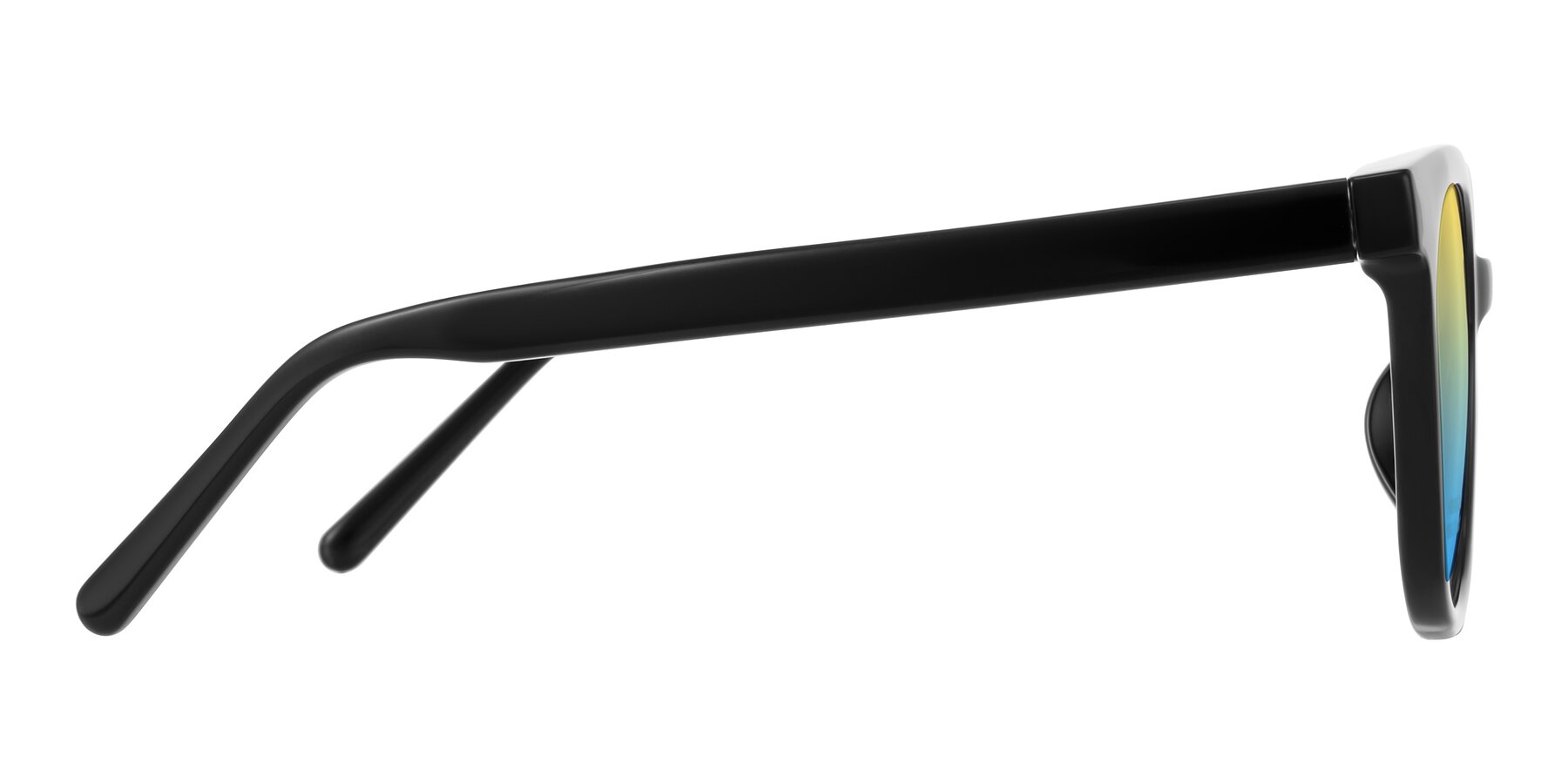 Side of Jeromme in Black with Yellow / Blue Gradient Lenses