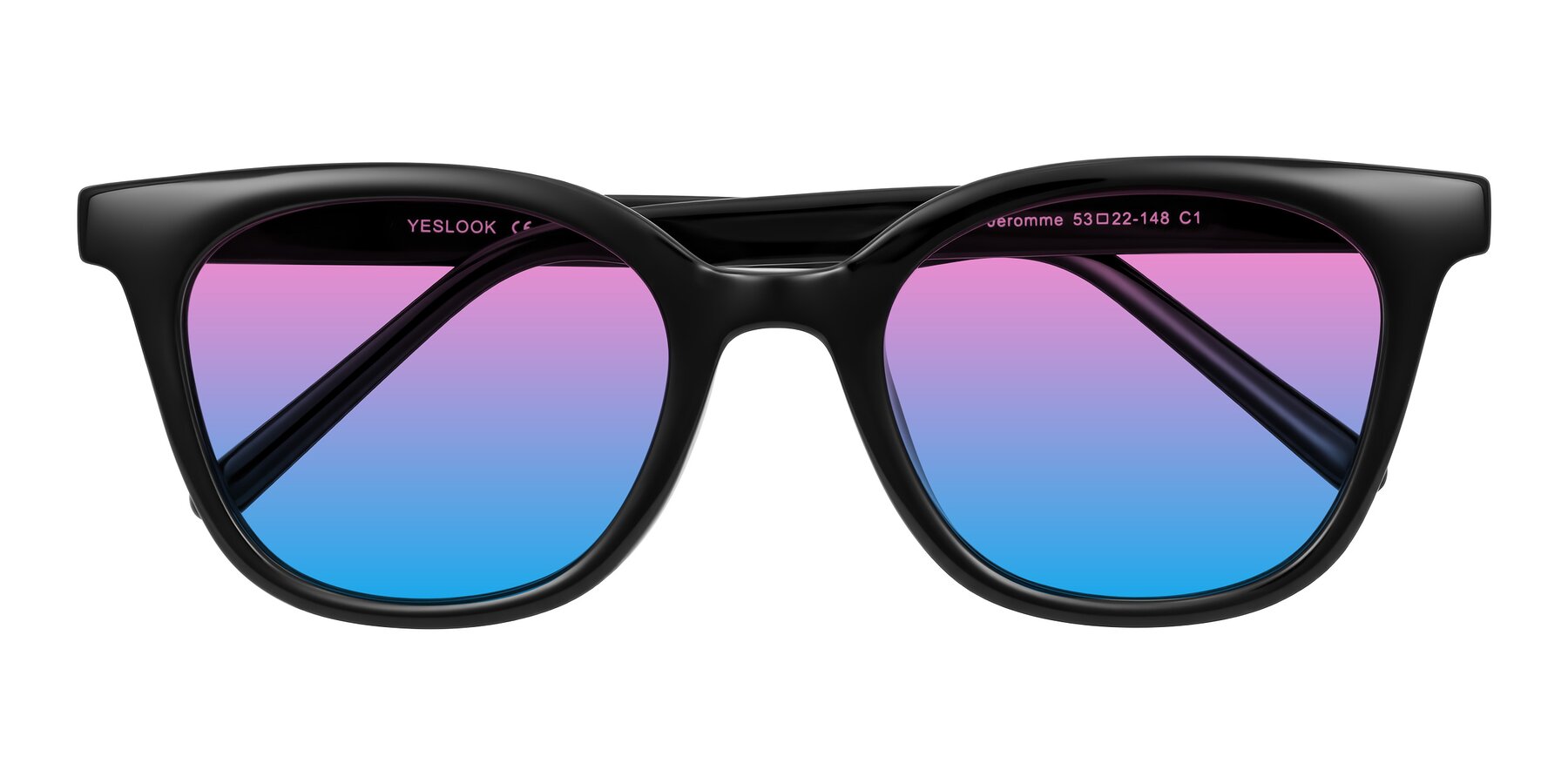 Folded Front of Jeromme in Black with Pink / Blue Gradient Lenses